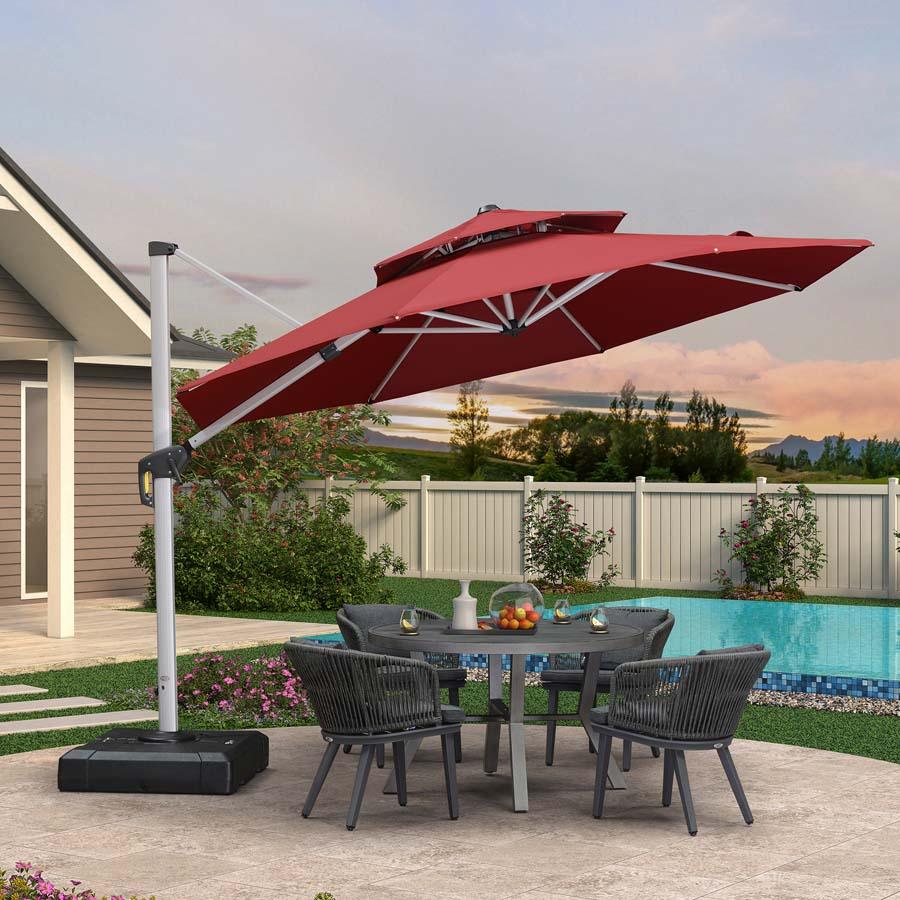PURPLE LEAF Round Cantilever Patio Umbrella Heavy Duty Umbrella for Porch Garden Pool - Image 72