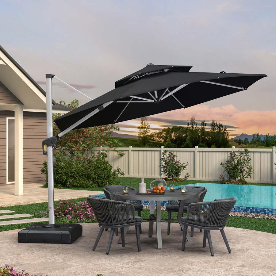 PURPLE LEAF Round Cantilever Patio Umbrella Heavy Duty Umbrella for Porch Garden Pool - Image 73