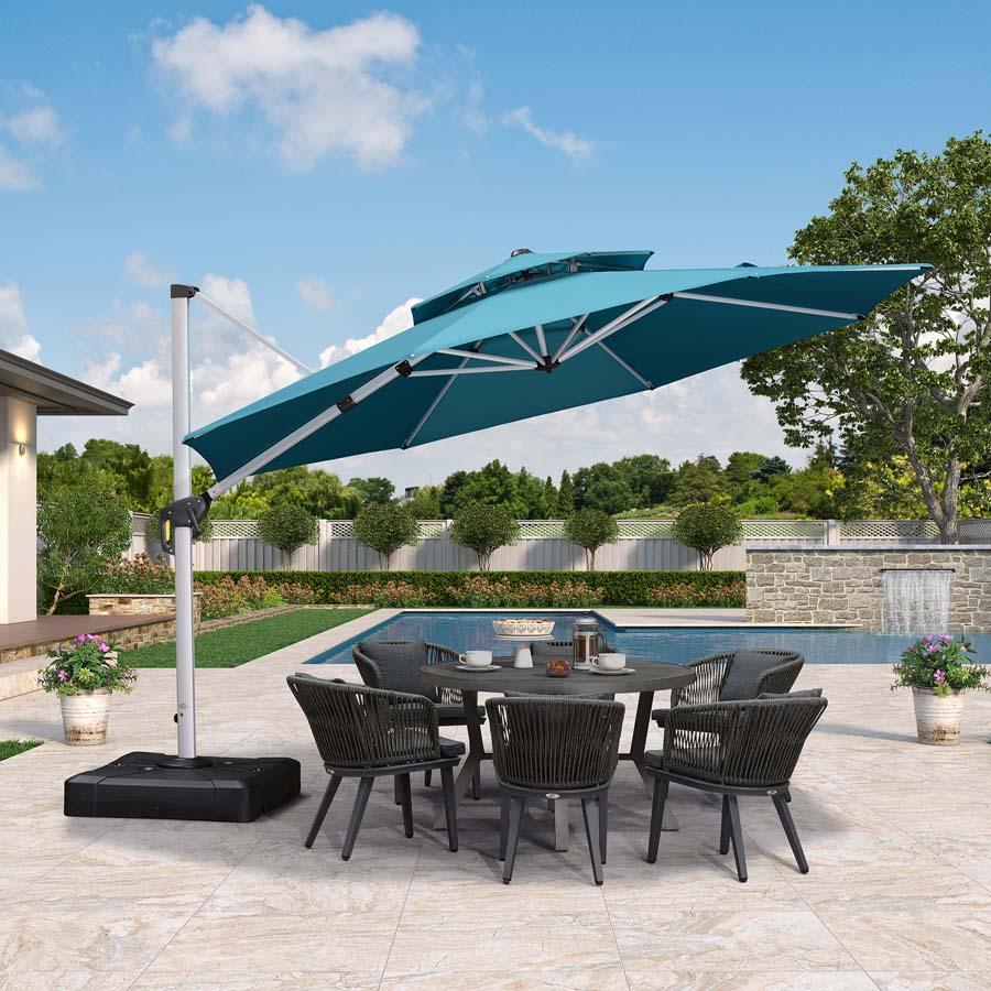 PURPLE LEAF Round Cantilever Patio Umbrella Heavy Duty Umbrella for Porch Garden Pool - Image 74