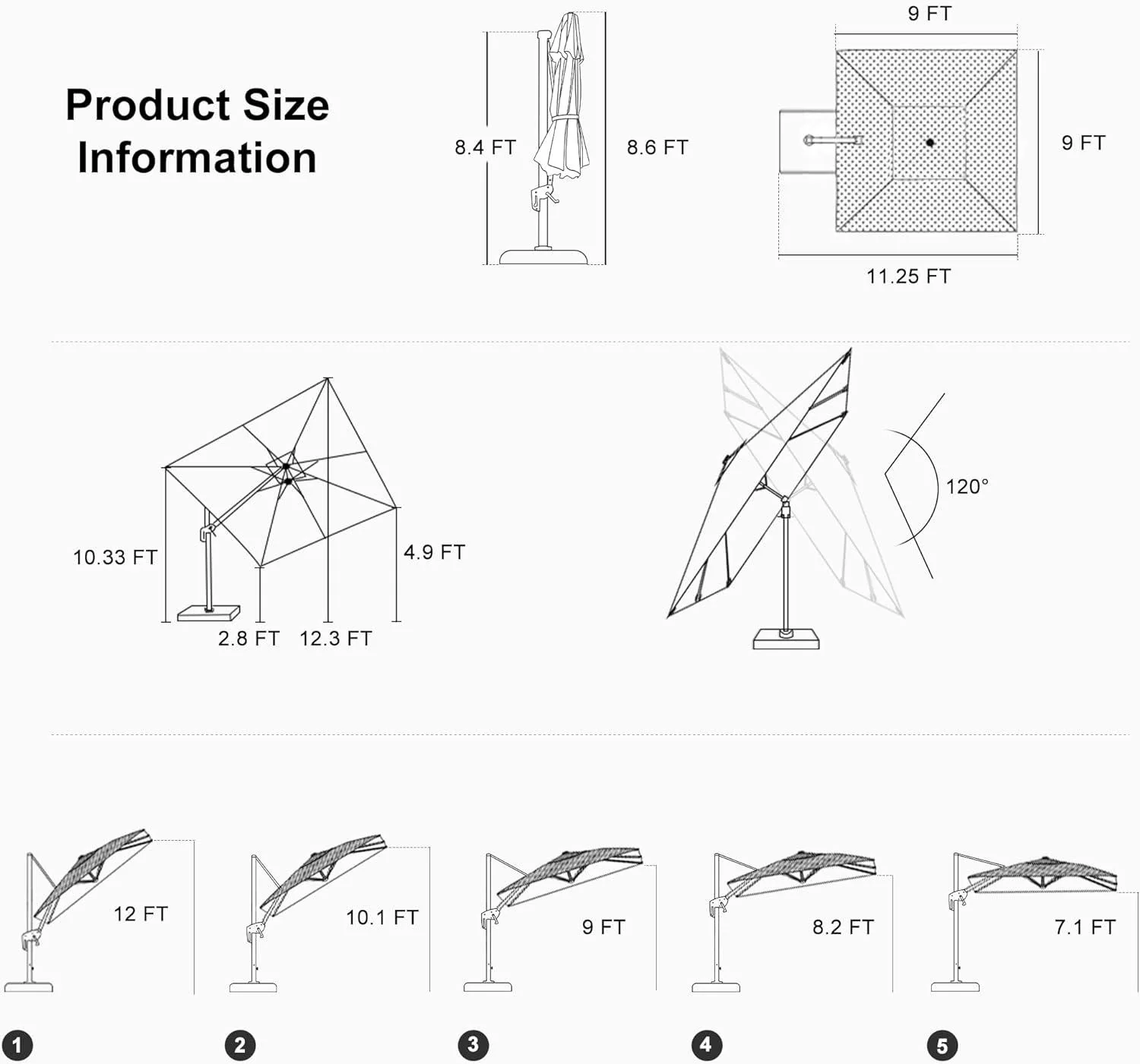 PURPLE LEAF Best Value Cantilever Patio Umbrella with Left-Right Tilt and 360° Swivel - Image 32