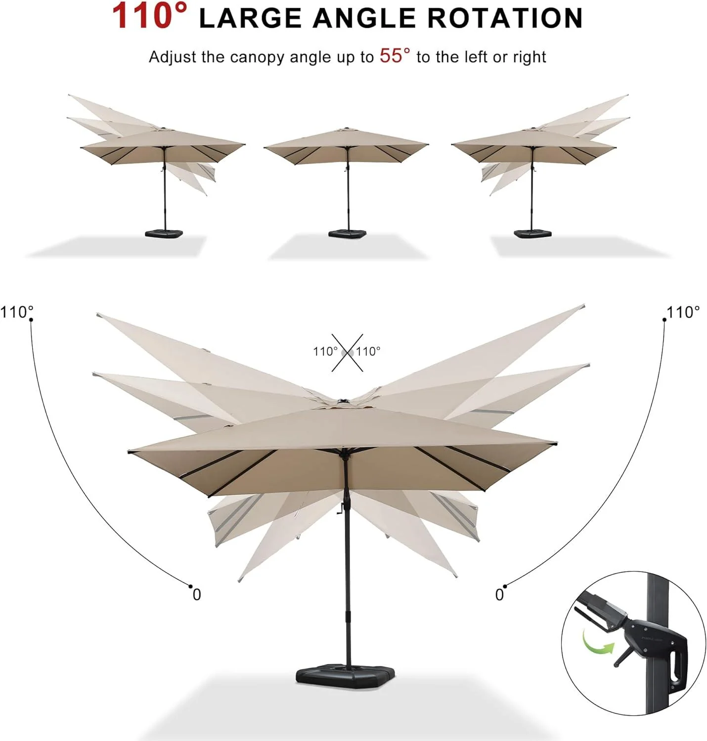 PURPLE LEAF Best Value Cantilever Patio Umbrella with Left-Right Tilt and 360° Swivel - Image 10