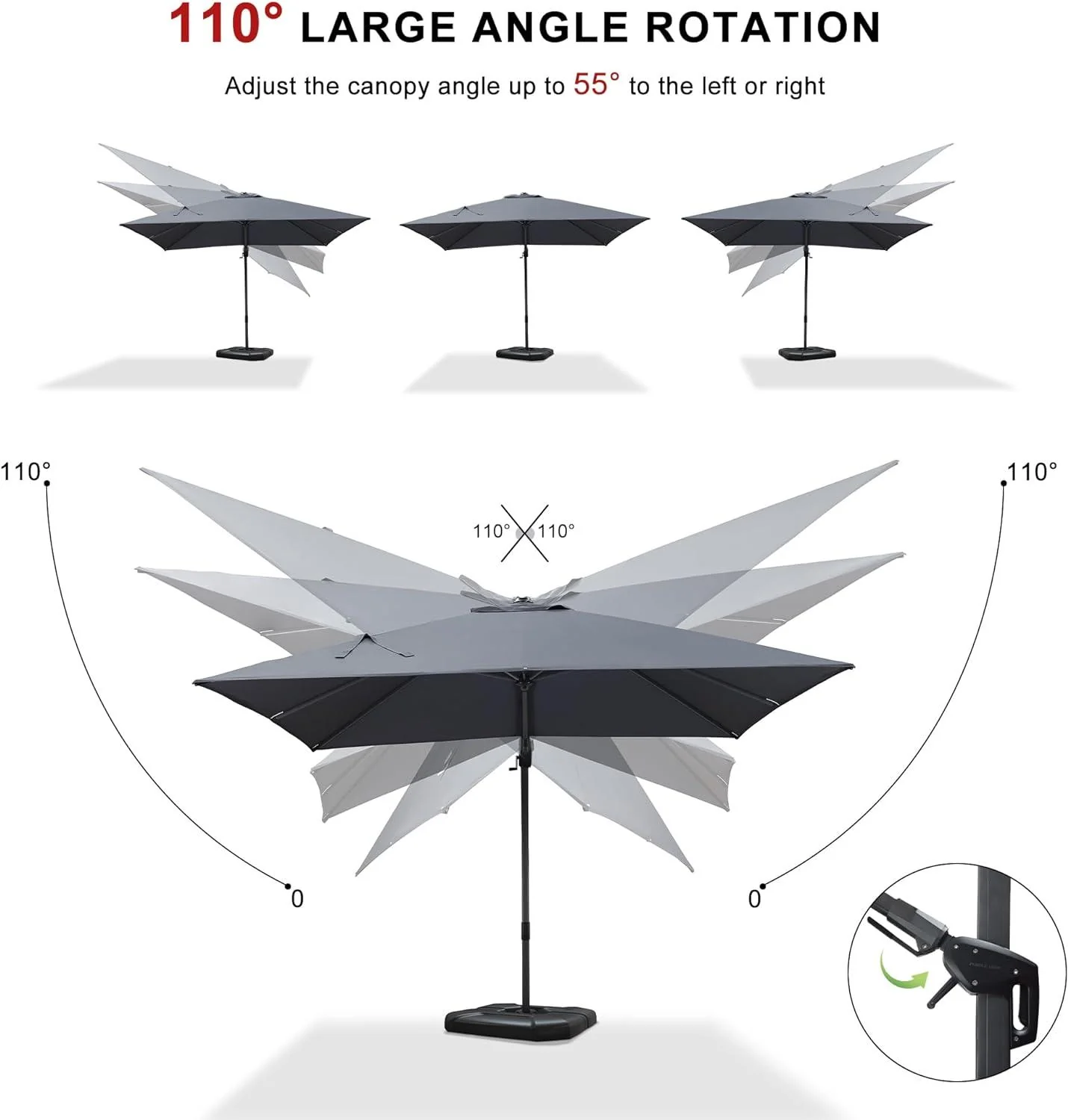 PURPLE LEAF Best Value Cantilever Patio Umbrella with Left-Right Tilt and 360° Swivel - Image 9