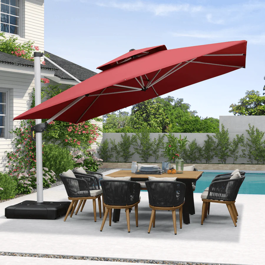 PURPLE LEAF Outdoor Windproof Umbrella, Square Cantilever Umbrella Outside Patio - Image 70