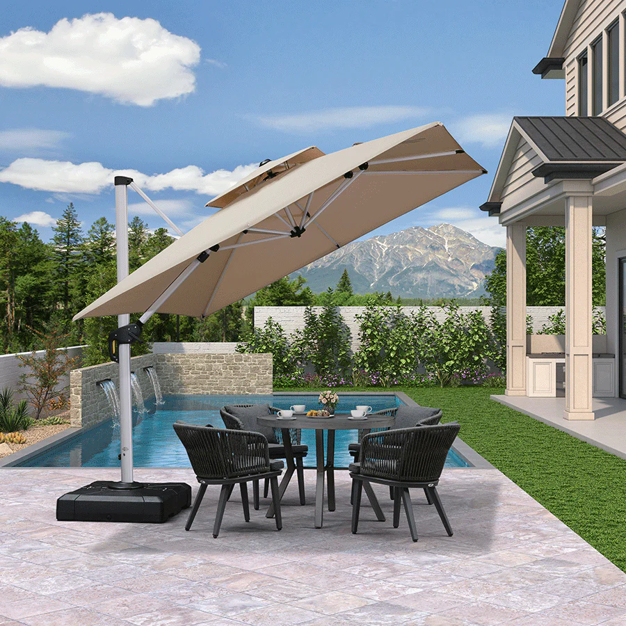 PURPLE LEAF Outdoor Windproof Umbrella, Square Cantilever Umbrella Outside Patio - Image 74