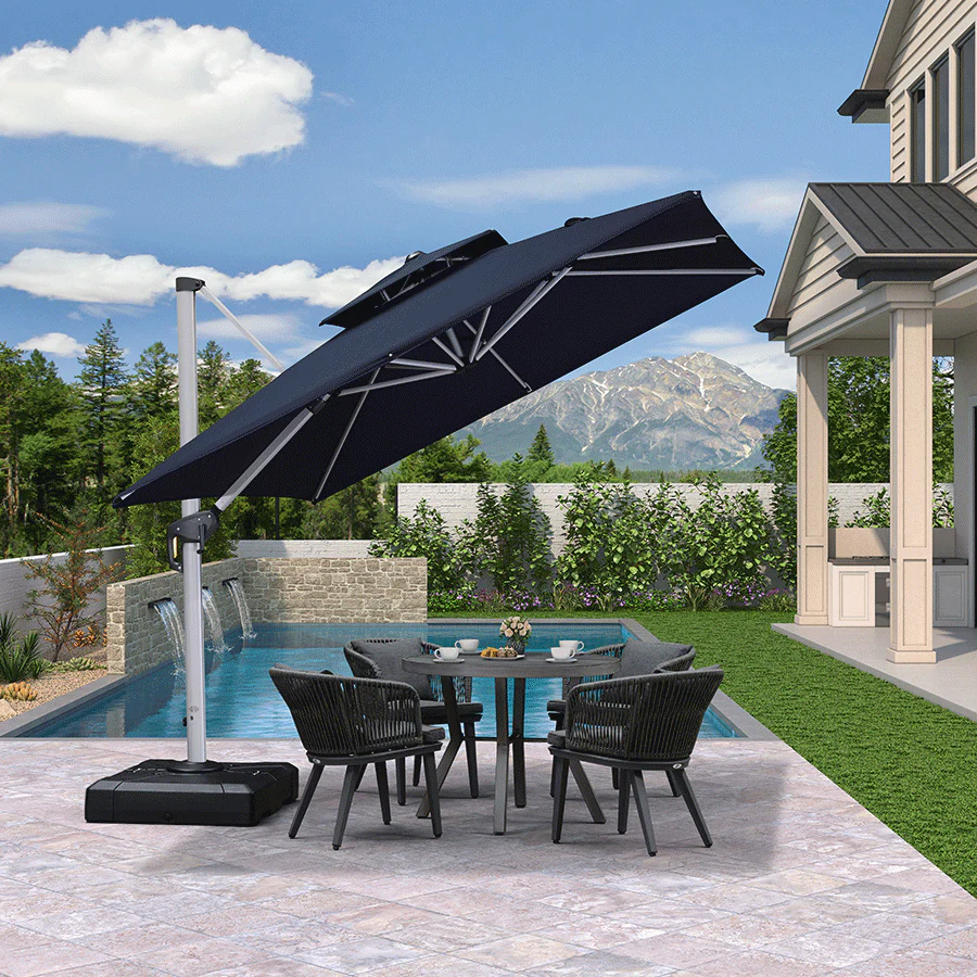 PURPLE LEAF Outdoor Windproof Umbrella, Square Cantilever Umbrella Outside Patio - Image 75