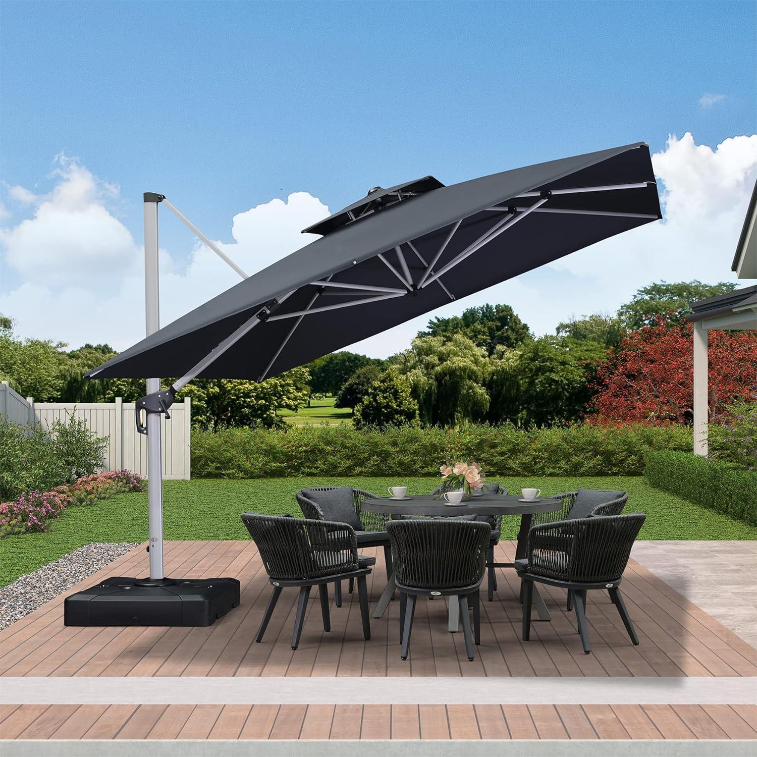 PURPLE LEAF Outdoor Windproof Umbrella, Square Cantilever Umbrella Outside Patio - Image 6