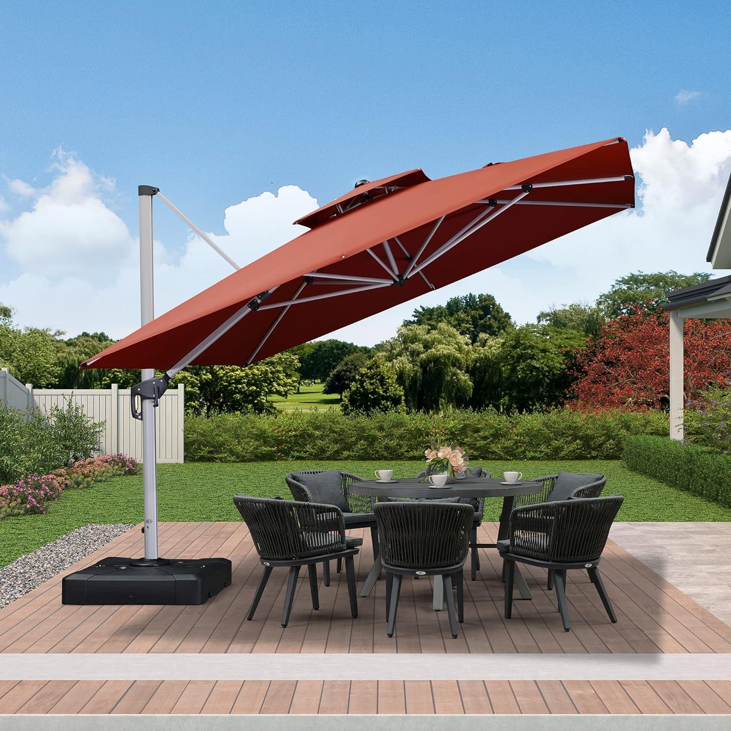 PURPLE LEAF Outdoor Windproof Umbrella, Square Cantilever Umbrella Outside Patio - Image 85