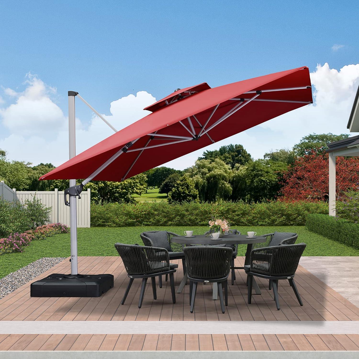 PURPLE LEAF Outdoor Windproof Umbrella, Square Cantilever Umbrella Outside Patio - Image 86