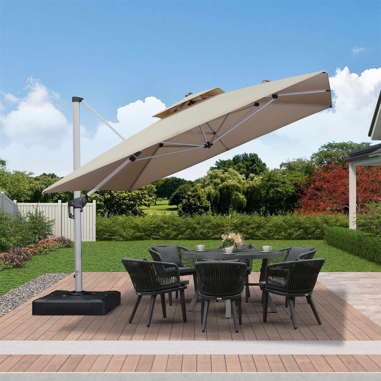 PURPLE LEAF Outdoor Windproof Umbrella, Square Cantilever Umbrella Outside Patio - Image 102