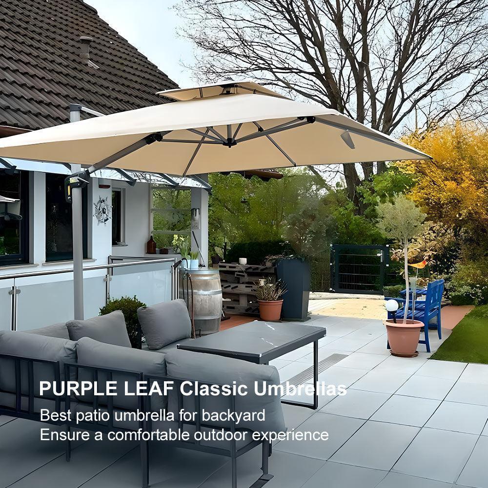 PURPLE LEAF Outdoor Windproof Umbrella, Square Cantilever Umbrella Outside Patio - Image 106