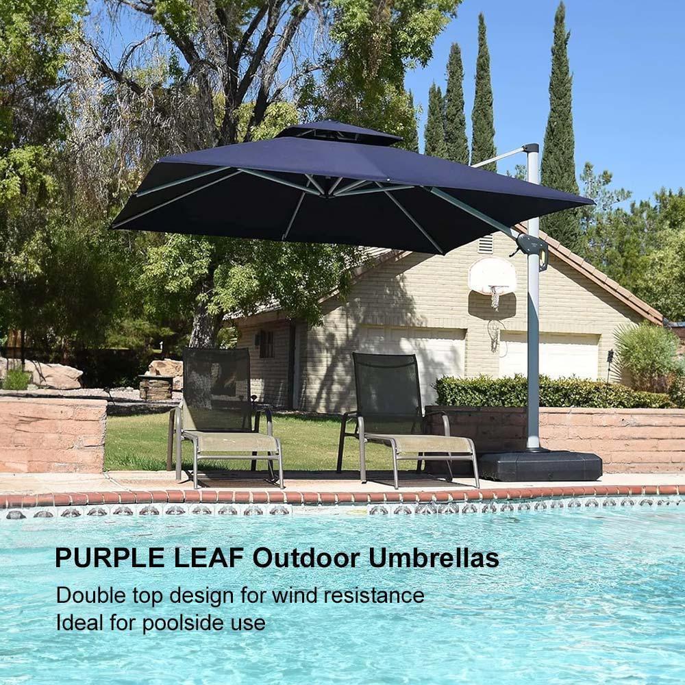 PURPLE LEAF Outdoor Windproof Umbrella, Square Cantilever Umbrella Outside Patio - Image 107