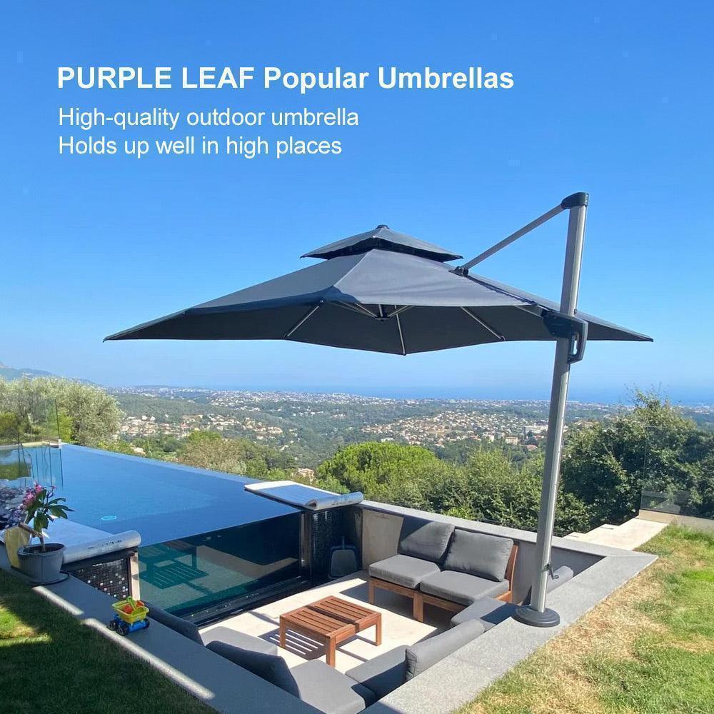 PURPLE LEAF Outdoor Windproof Umbrella, Square Cantilever Umbrella Outside Patio - Image 108
