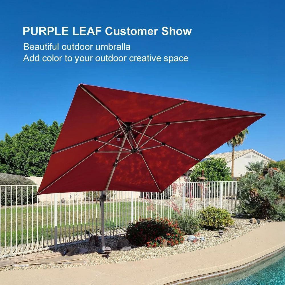 PURPLE LEAF Outdoor Windproof Umbrella, Square Cantilever Umbrella Outside Patio - Image 109
