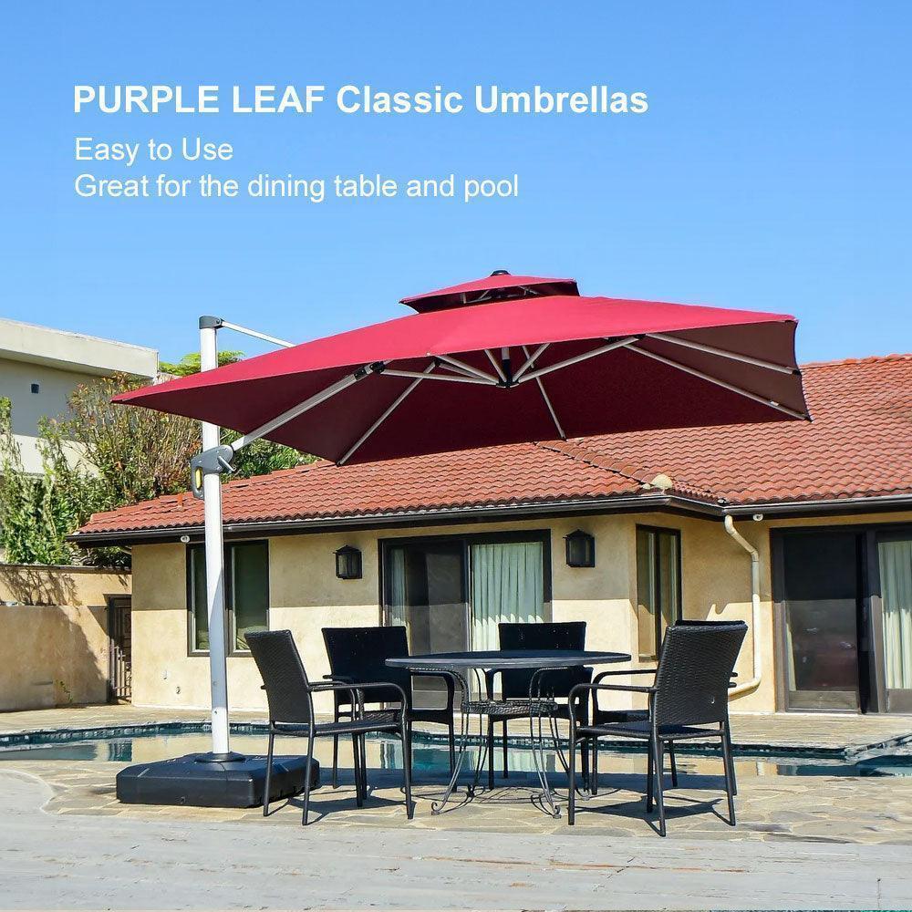 PURPLE LEAF Outdoor Windproof Umbrella, Square Cantilever Umbrella Outside Patio - Image 110
