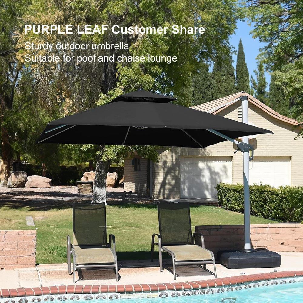 PURPLE LEAF Outdoor Windproof Umbrella, Square Cantilever Umbrella Outside Patio - Image 112