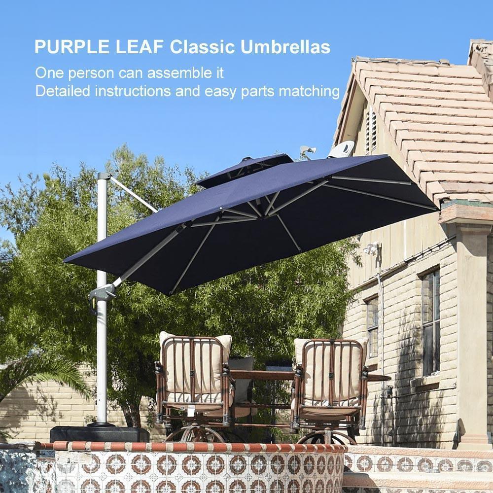 PURPLE LEAF Outdoor Windproof Umbrella, Square Cantilever Umbrella Outside Patio - Image 114