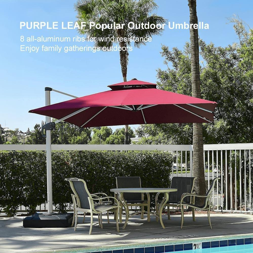 PURPLE LEAF Outdoor Windproof Umbrella, Square Cantilever Umbrella Outside Patio - Image 116