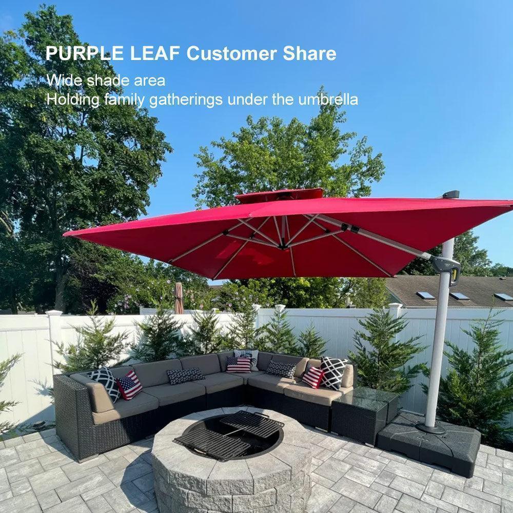 PURPLE LEAF Outdoor Windproof Umbrella, Square Cantilever Umbrella Outside Patio - Image 125