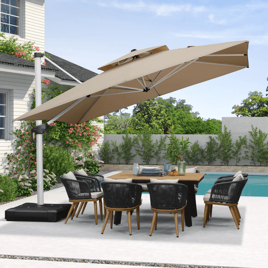 PURPLE LEAF Outdoor Windproof Umbrella, Square Cantilever Umbrella Outside Patio - Image 3