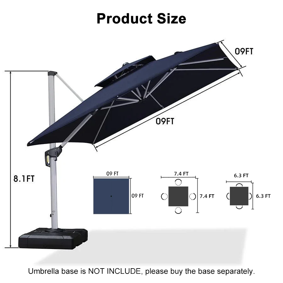PURPLE LEAF Outdoor Windproof Umbrella, Square Cantilever Umbrella Outside Patio - Image 137