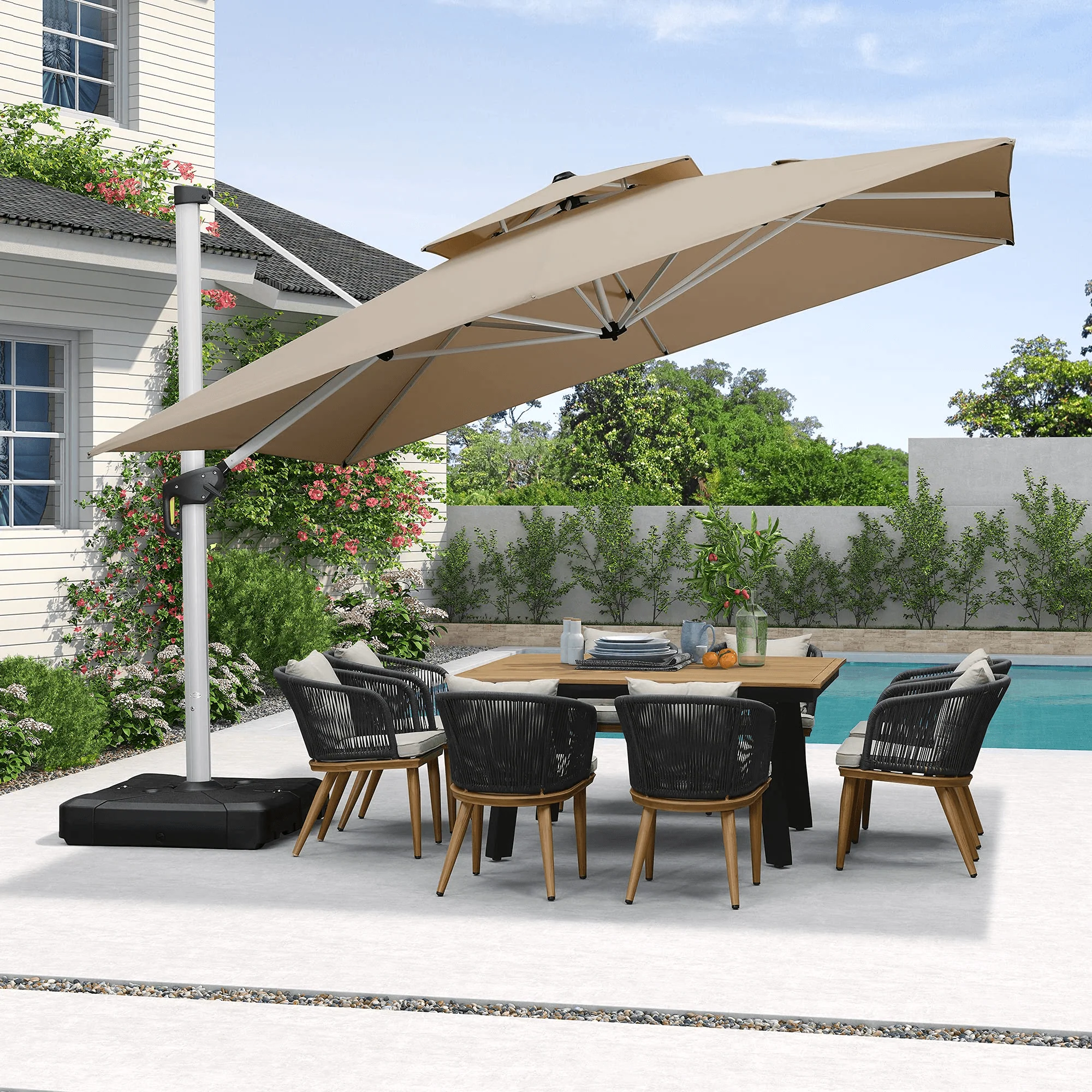 PURPLE LEAF Outdoor Windproof Umbrella, Square Cantilever Umbrella Outside Patio - Image 17