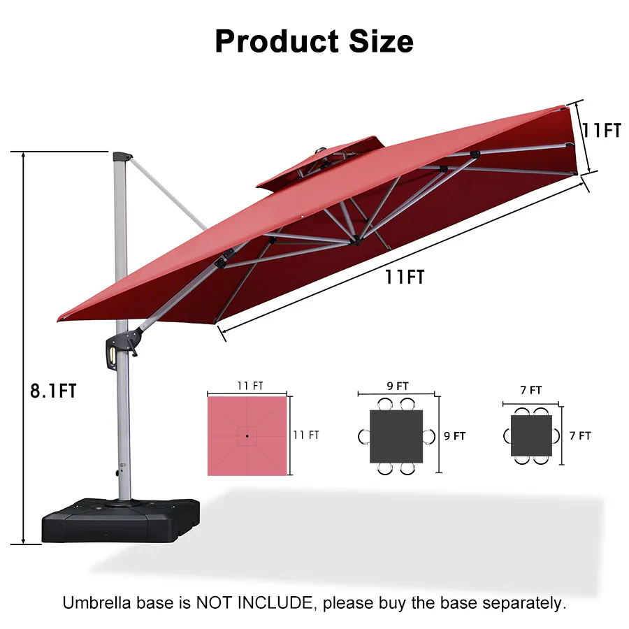 PURPLE LEAF Outdoor Windproof Umbrella, Square Cantilever Umbrella Outside Patio - Image 147