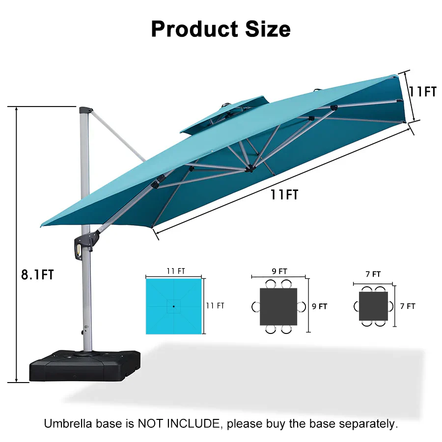 PURPLE LEAF Outdoor Windproof Umbrella, Square Cantilever Umbrella Outside Patio - Image 149
