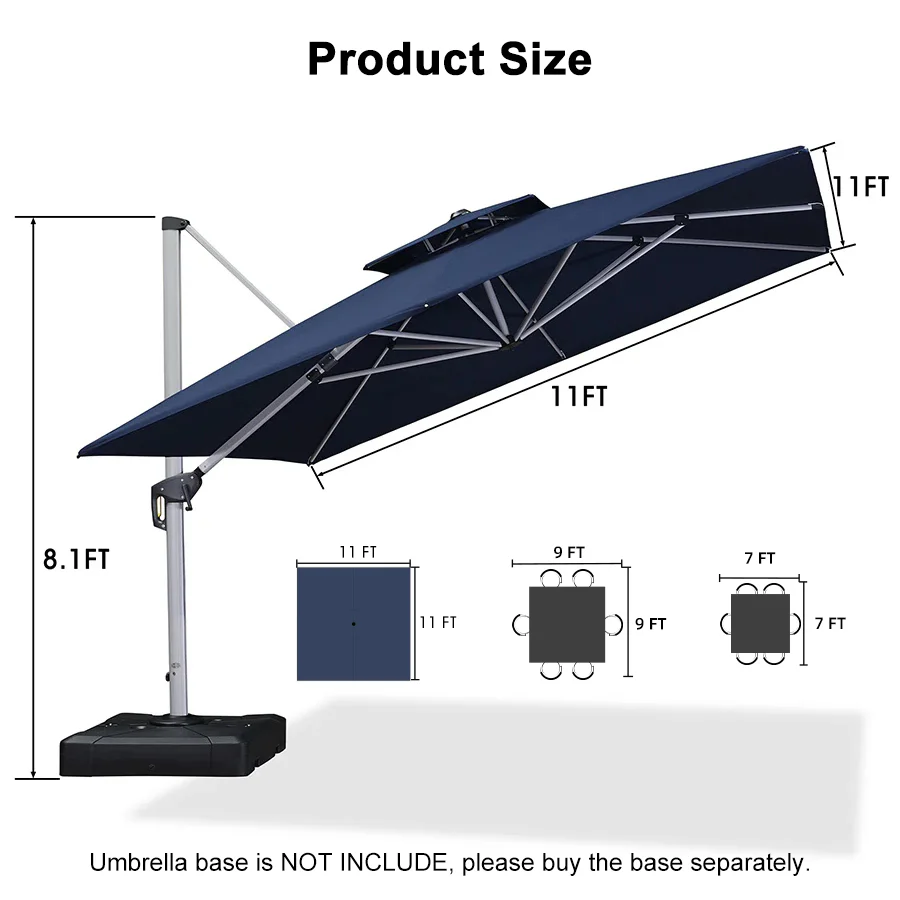 PURPLE LEAF Outdoor Windproof Umbrella, Square Cantilever Umbrella Outside Patio - Image 151