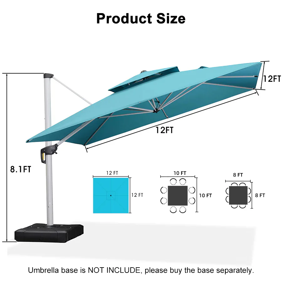 PURPLE LEAF Outdoor Windproof Umbrella, Square Cantilever Umbrella Outside Patio - Image 161