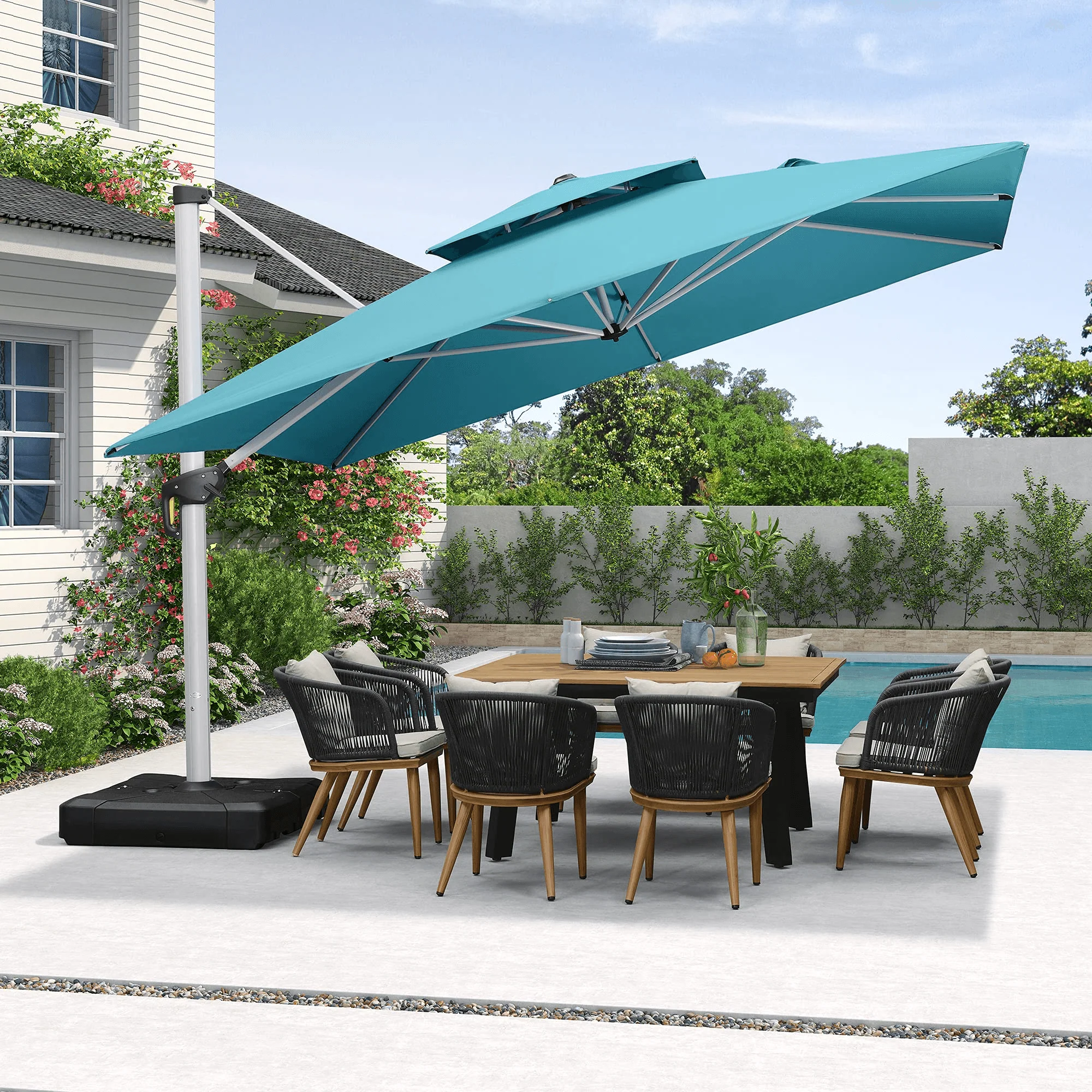PURPLE LEAF Outdoor Windproof Umbrella, Square Cantilever Umbrella Outside Patio - Image 24