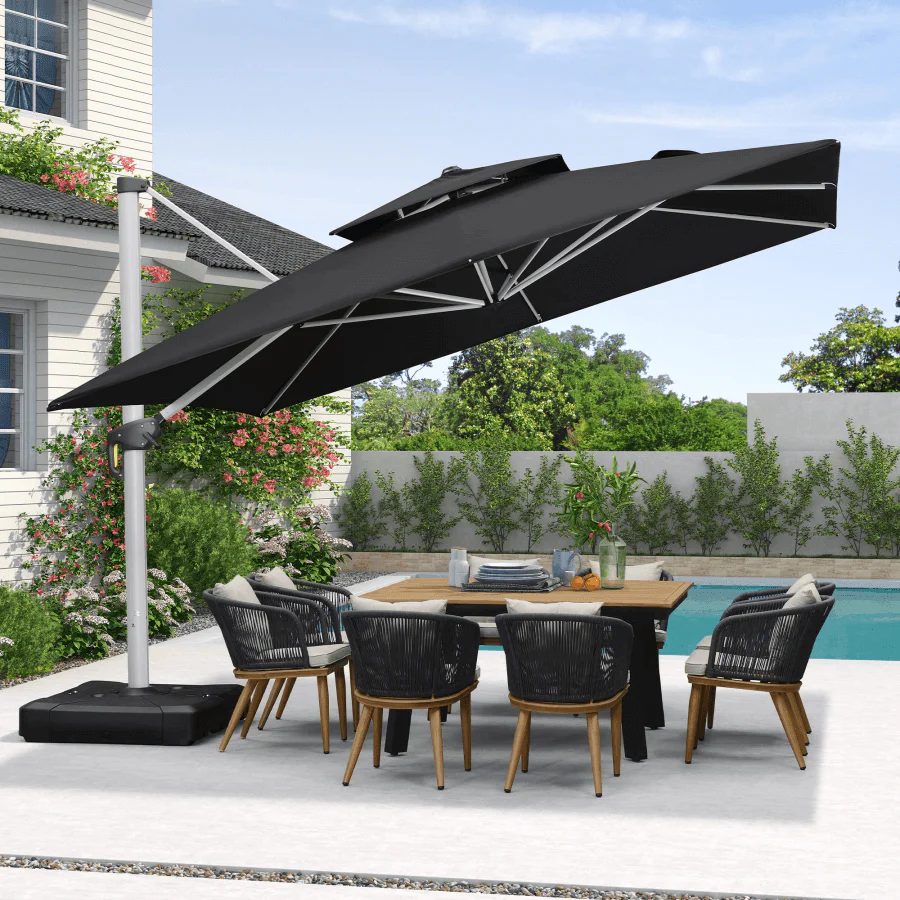 PURPLE LEAF Outdoor Windproof Umbrella, Square Cantilever Umbrella Outside Patio - Image 12