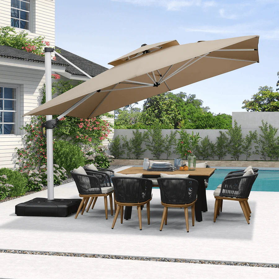PURPLE LEAF Outdoor Windproof Umbrella, Square Cantilever Umbrella Outside Patio - Image 41