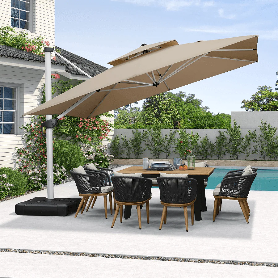 PURPLE LEAF Outdoor Windproof Umbrella, Square Cantilever Umbrella Outside Patio - Image 13