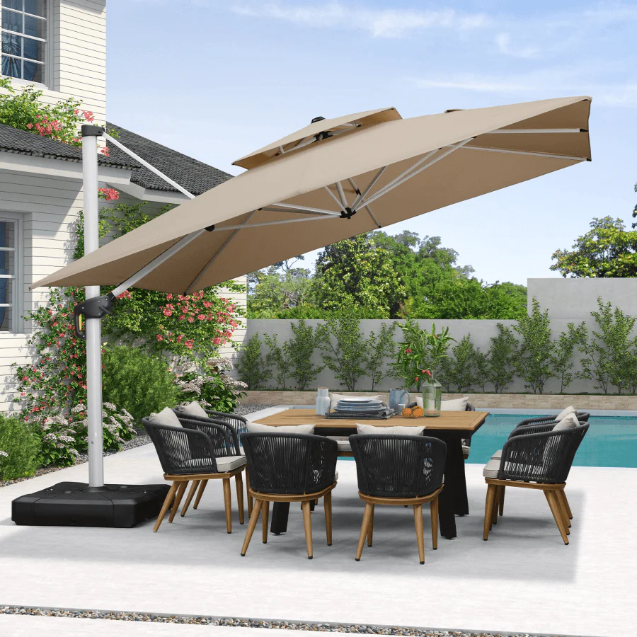 PURPLE LEAF Outdoor Windproof Umbrella, Square Cantilever Umbrella Outside Patio - Image 62