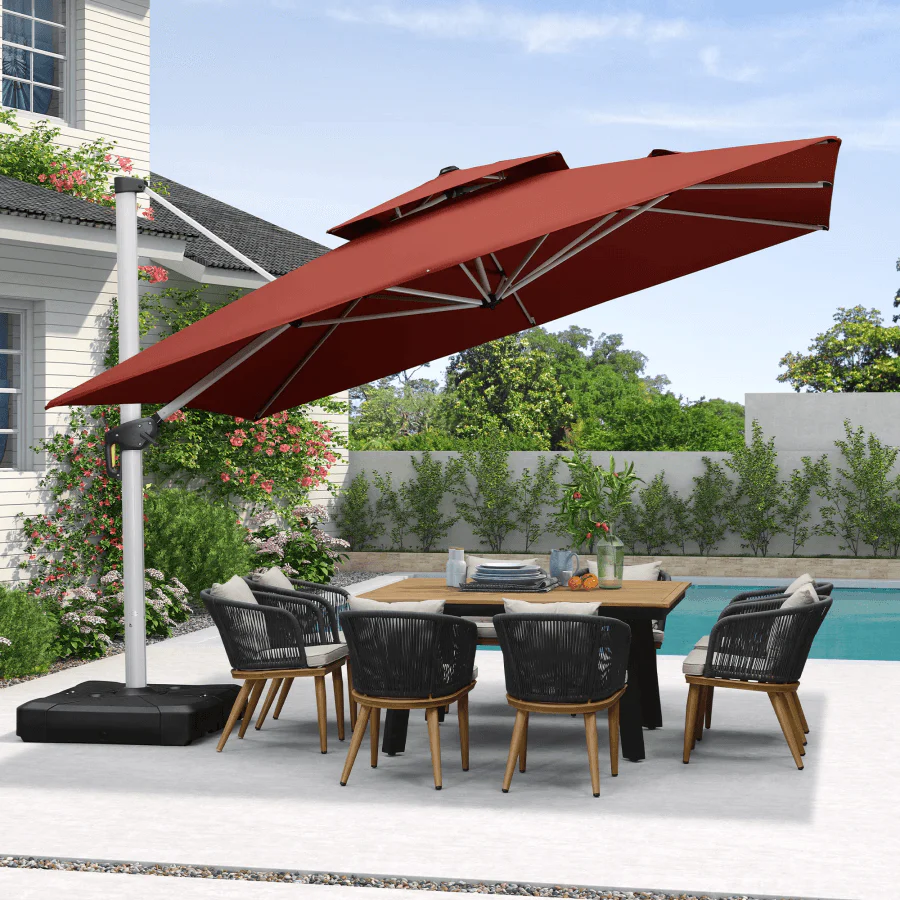 PURPLE LEAF Outdoor Windproof Umbrella, Square Cantilever Umbrella Outside Patio - Image 68
