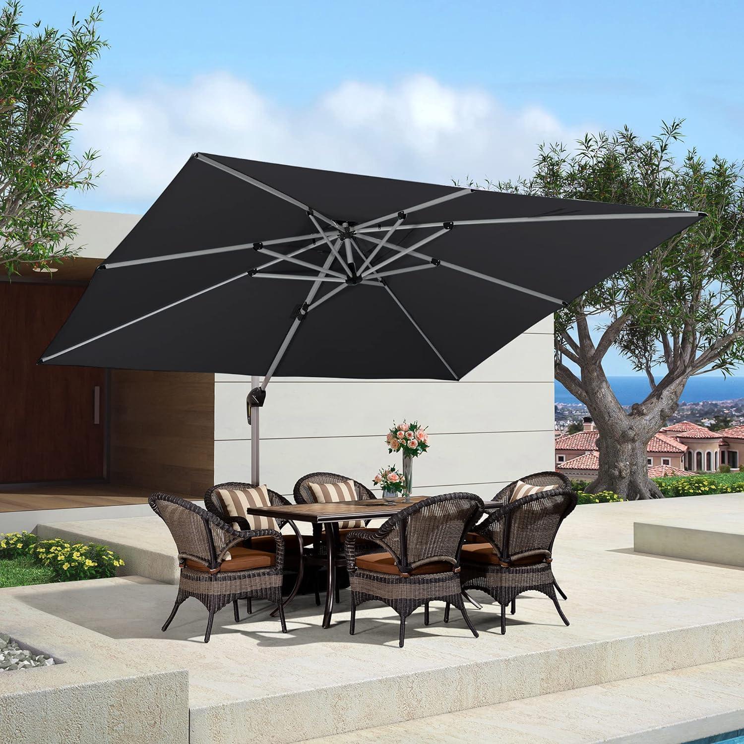 PURPLE LEAF Large Rectangular Porch Umbrella Outside Cantilever Patio Yard Umbrella - Image 94