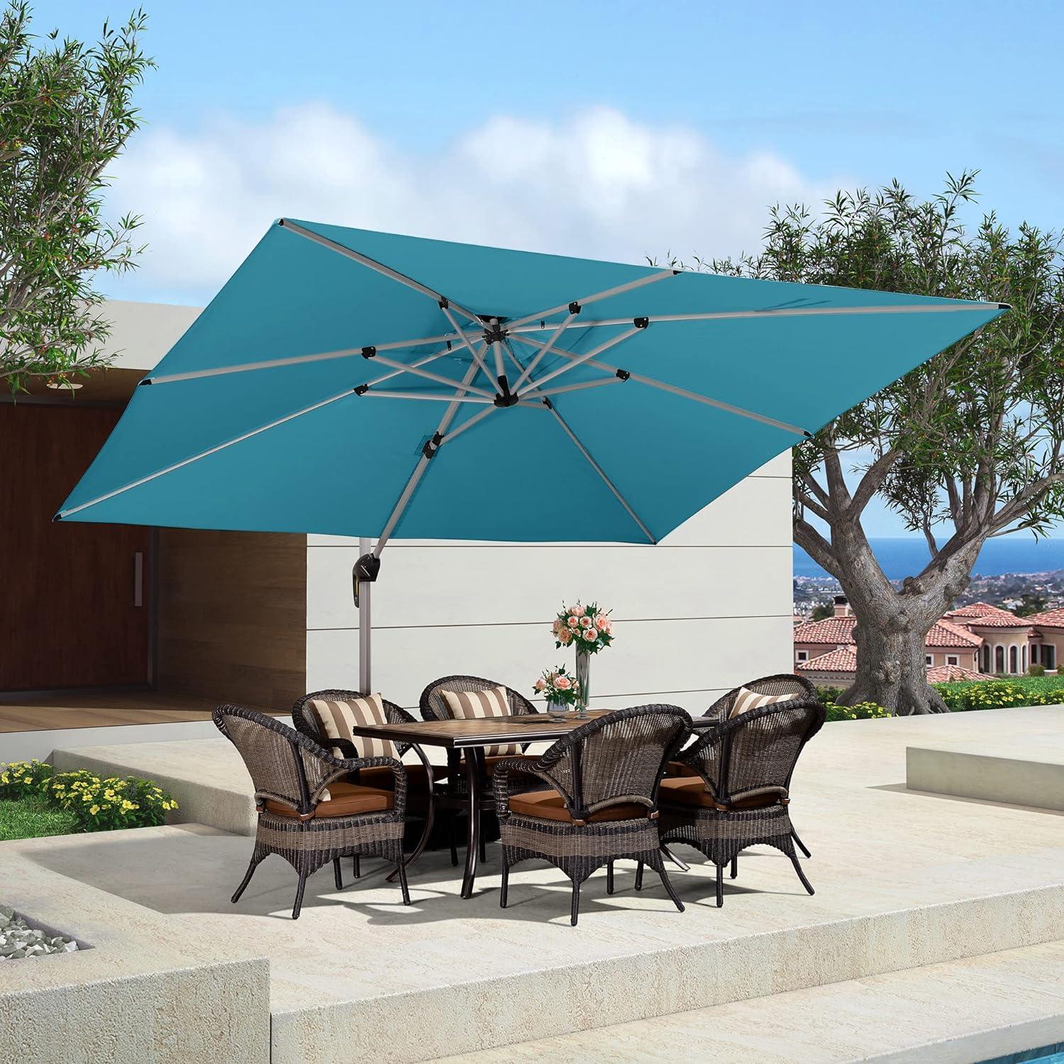 PURPLE LEAF Large Rectangular Porch Umbrella Outside Cantilever Patio Yard Umbrella - Image 95