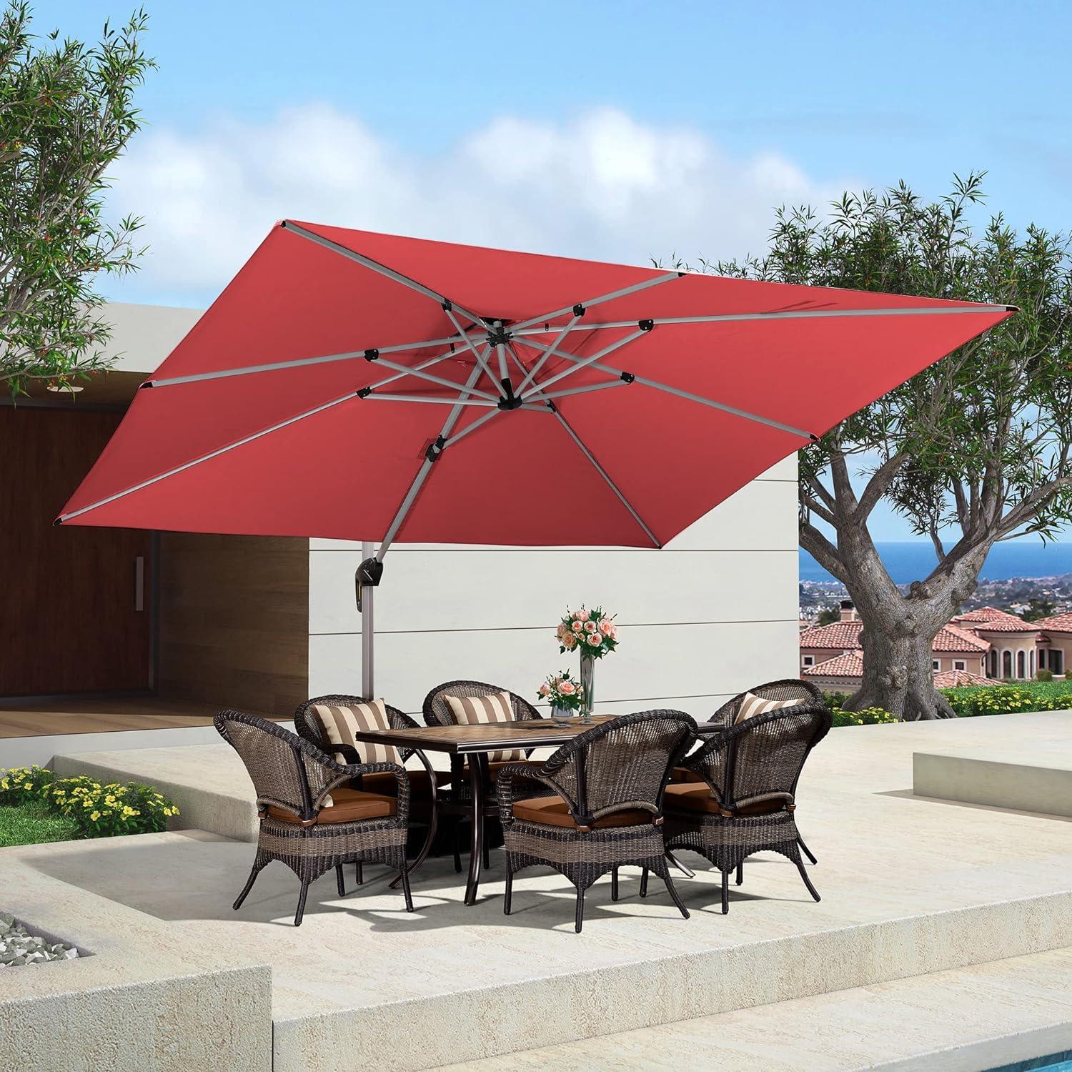 PURPLE LEAF Large Rectangular Porch Umbrella Outside Cantilever Patio Yard Umbrella - Image 96