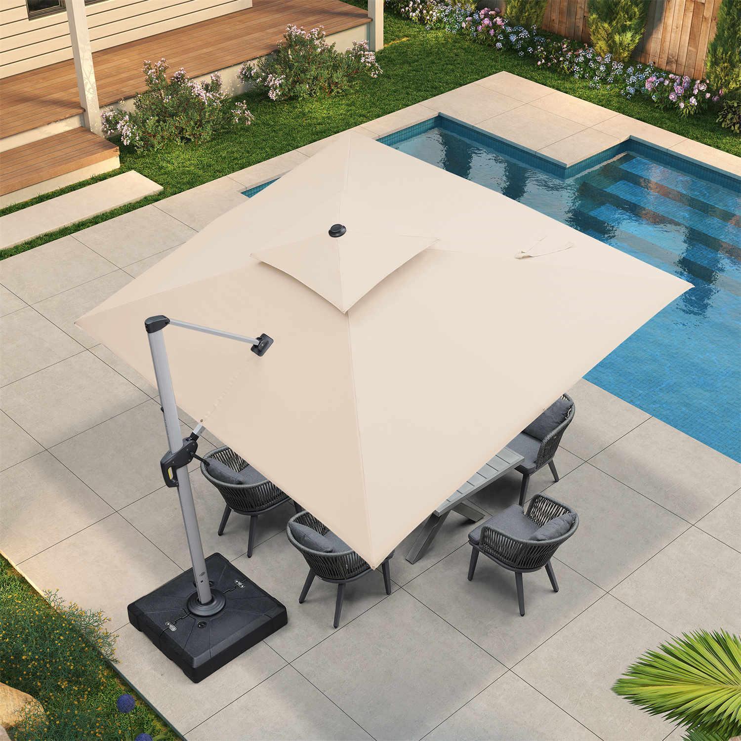 PURPLE LEAF Large Rectangular Porch Umbrella Outside Cantilever Patio Yard Umbrella - Image 106