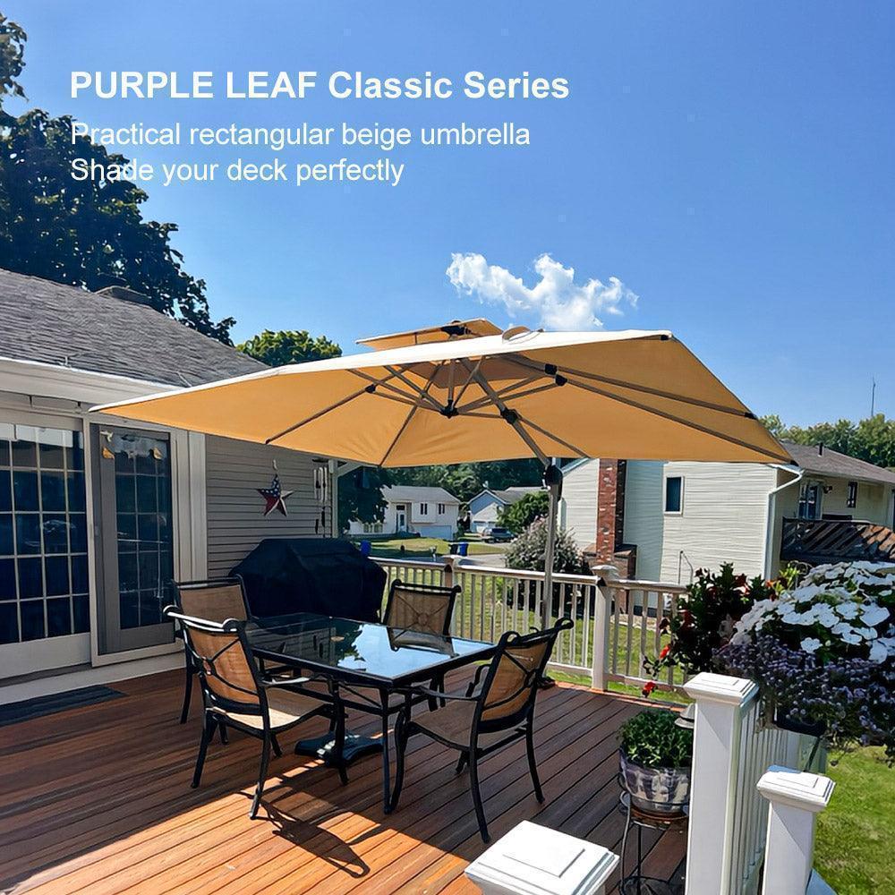 PURPLE LEAF Large Rectangular Porch Umbrella Outside Cantilever Patio Yard Umbrella - Image 109