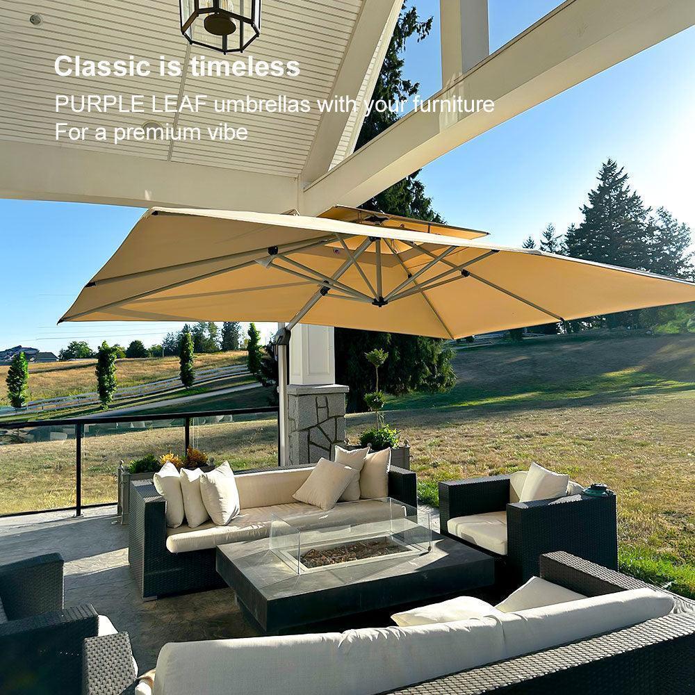 PURPLE LEAF Large Rectangular Porch Umbrella Outside Cantilever Patio Yard Umbrella - Image 116