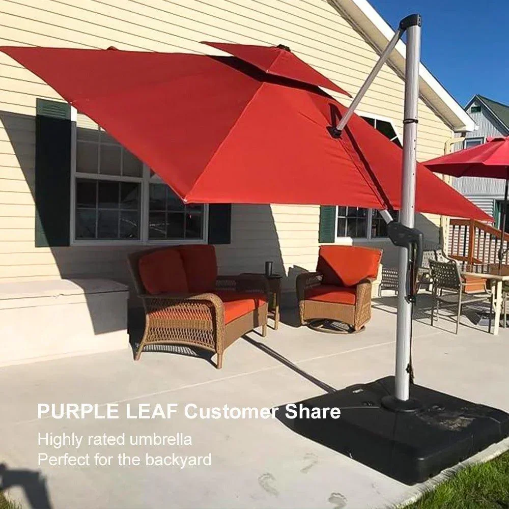 PURPLE LEAF Large Rectangular Porch Umbrella Outside Cantilever Patio Yard Umbrella - Image 126
