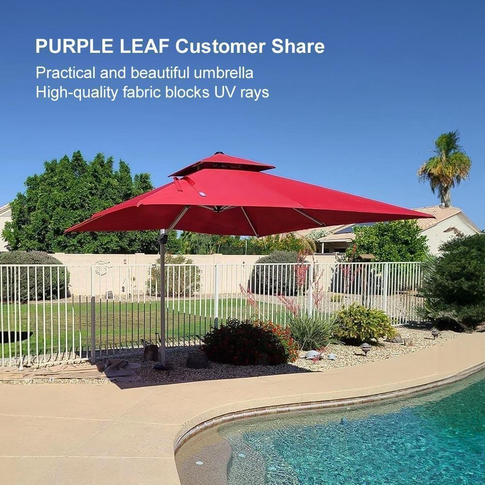 PURPLE LEAF Large Rectangular Porch Umbrella Outside Cantilever Patio Yard Umbrella - Image 127