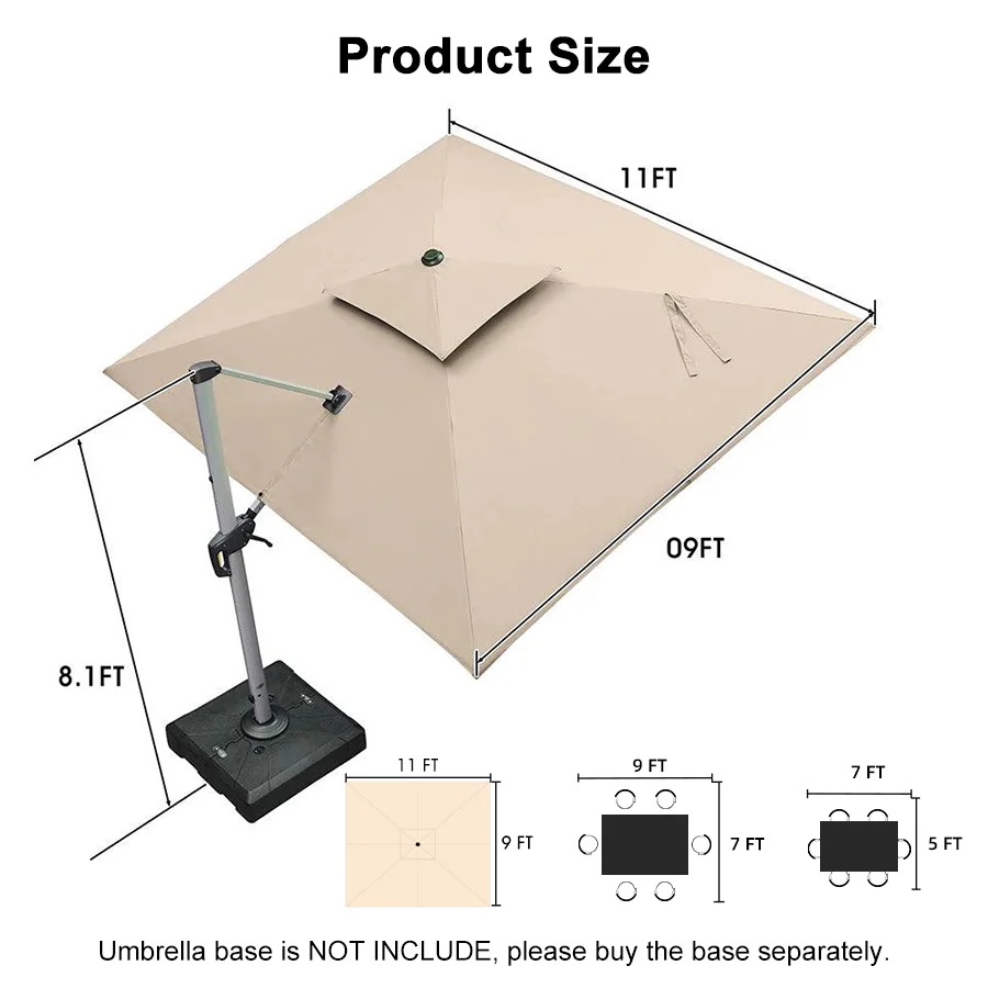 PURPLE LEAF Large Rectangular Porch Umbrella Outside Cantilever Patio Yard Umbrella - Image 139