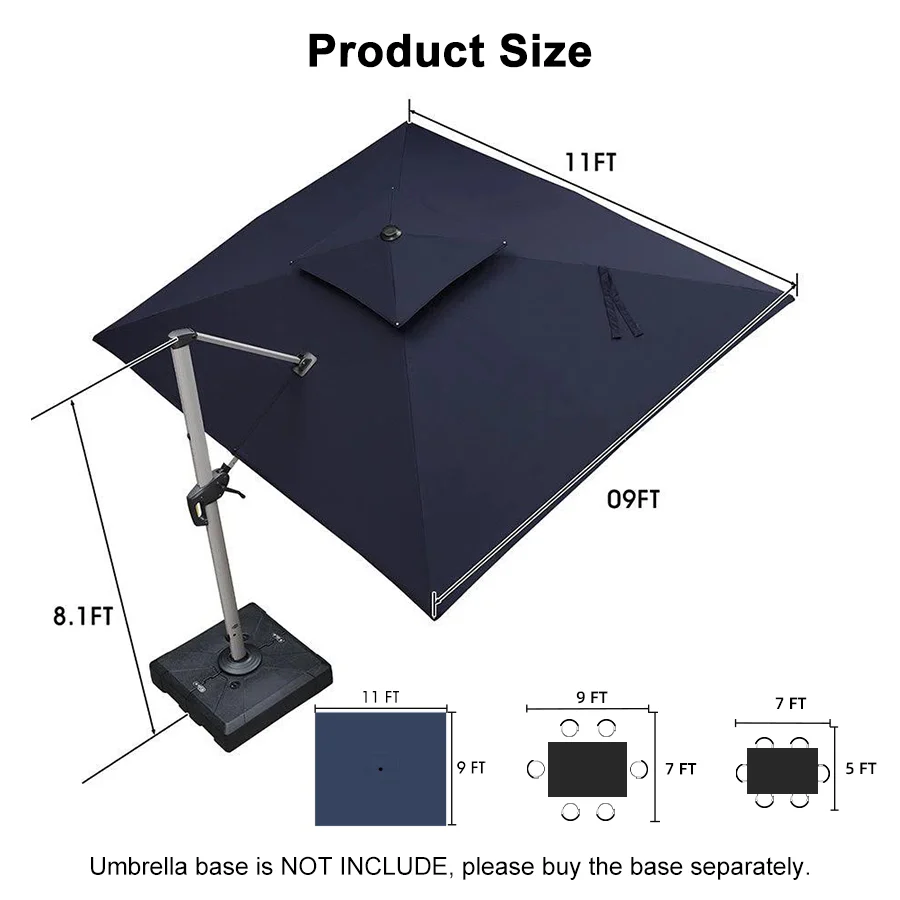 PURPLE LEAF Large Rectangular Porch Umbrella Outside Cantilever Patio Yard Umbrella - Image 140