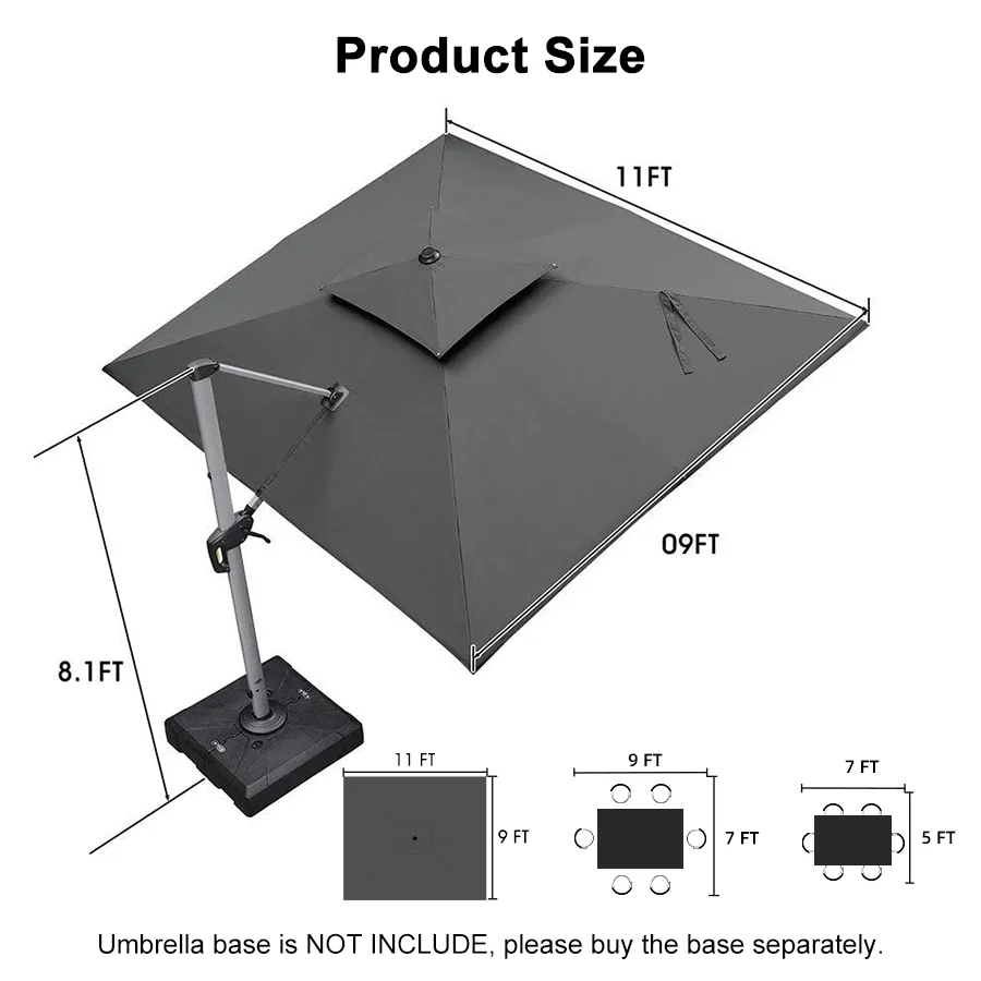 PURPLE LEAF Large Rectangular Porch Umbrella Outside Cantilever Patio Yard Umbrella - Image 141