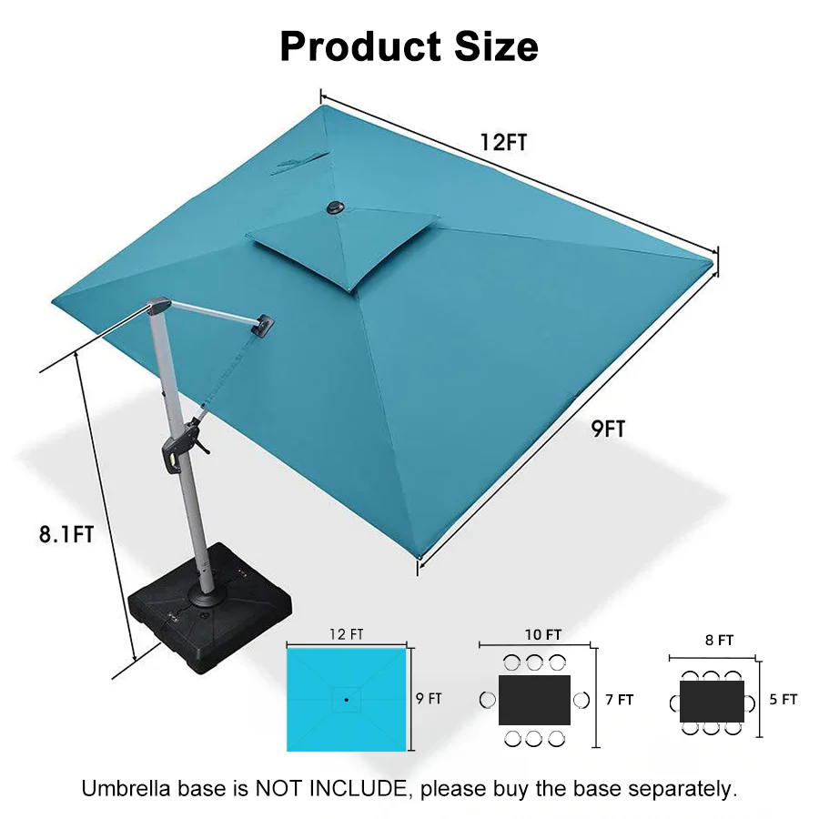 PURPLE LEAF Large Rectangular Porch Umbrella Outside Cantilever Patio Yard Umbrella - Image 142