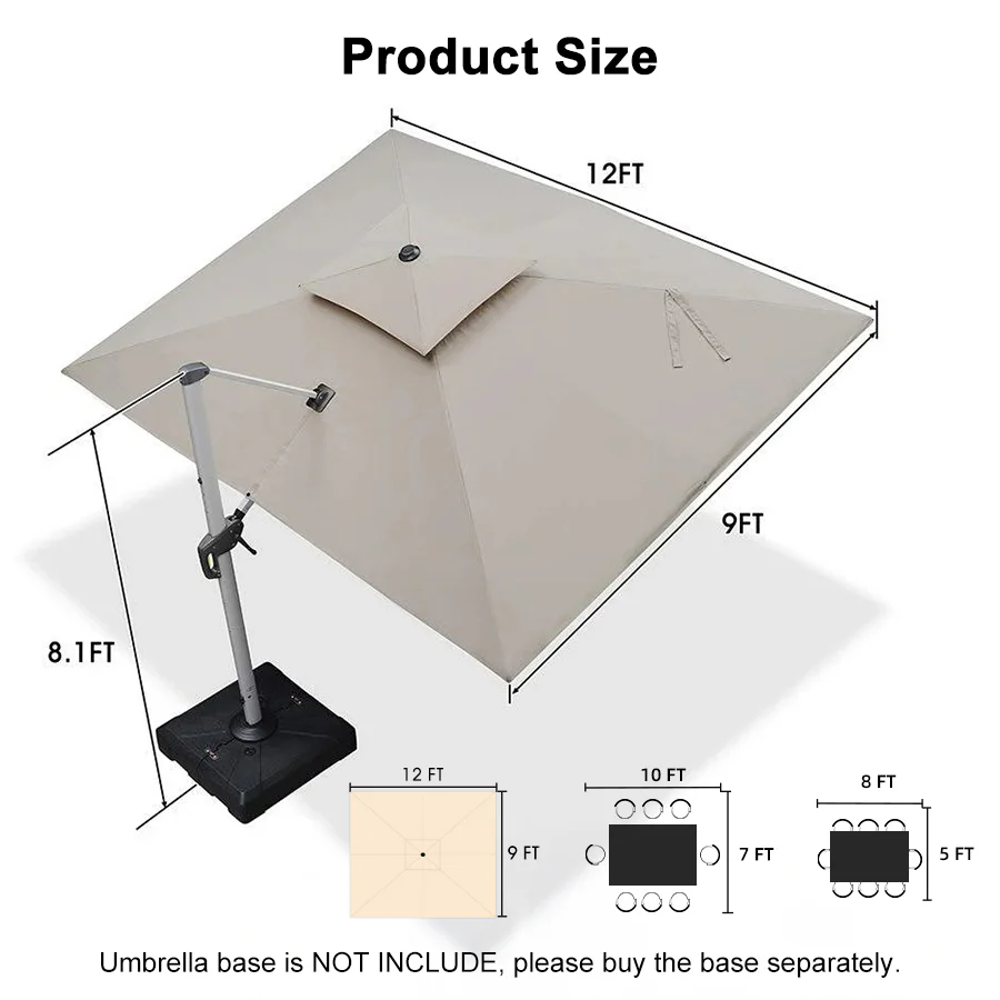 PURPLE LEAF Large Rectangular Porch Umbrella Outside Cantilever Patio Yard Umbrella - Image 144