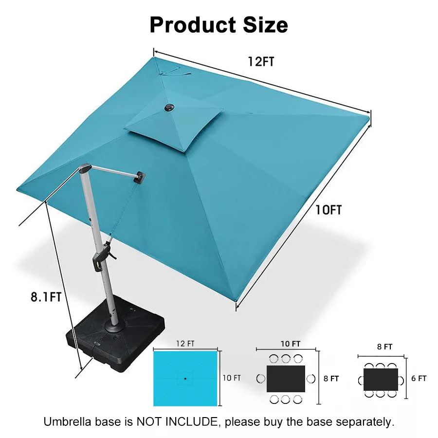 PURPLE LEAF Large Rectangular Porch Umbrella Outside Cantilever Patio Yard Umbrella - Image 146