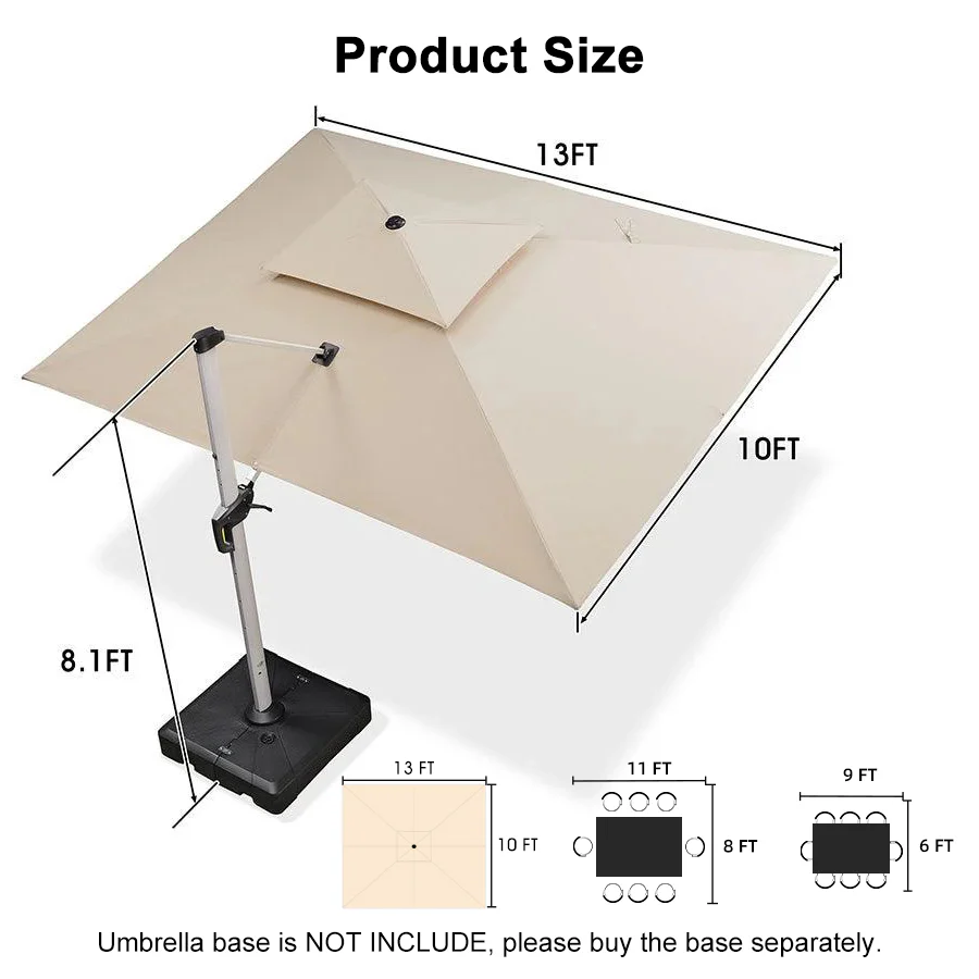 PURPLE LEAF Large Rectangular Porch Umbrella Outside Cantilever Patio Yard Umbrella - Image 147